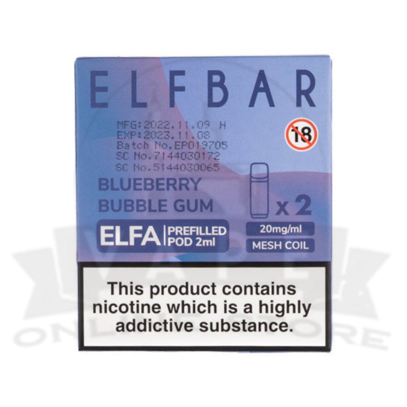 Blueberry Bubblegum Elfa Pre-filled Pods By Elf Bar